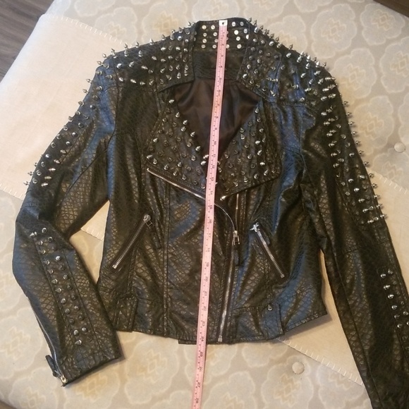 Faux-Leather, Moto-inspired, Spiked Jacket - Picture 2 of 7
